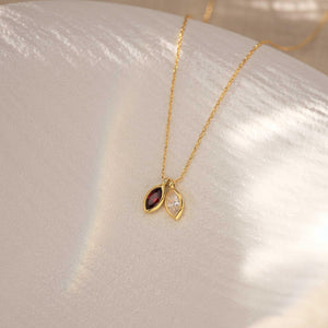 Personalized Leaf Birthstone Necklace, Grandma Mother Gift