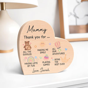 Mummy Gifts From Baby Son Daughter; Personalized Wood Heart Plaque