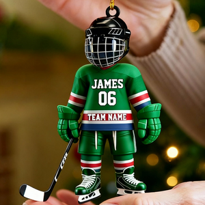 Personalized Stripe Ice Hockey Ornament for Hockey Player