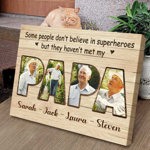 Personalized Papa Photo Collage Canvas Poster, Father's Day Gifts For Papa Grandpa