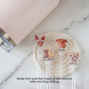 Personalized Custom Pet Photo Tumbler Straw Cover Gift For Pet Lovers