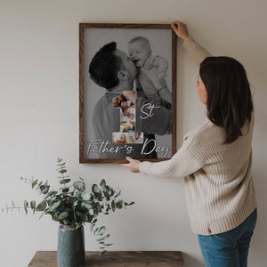 Custom Photo 1st Father's Day - Personalized Poster/Canvas Prints - New Dad Gift From Wife, First Father's Day