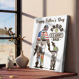 Personalized Army Dad and Son Canvas, Army Soldier Photo Collage Canvas