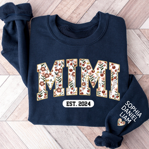 Personalized Mimi Est Floral With Grandkids Sweatshirt