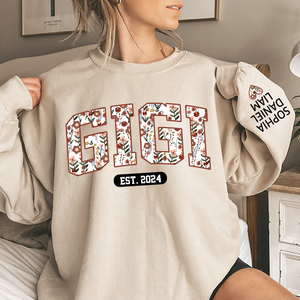 Personalized Mimi Est Floral With Grandkids Sweatshirt