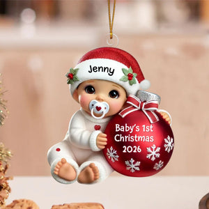 Baby Beside Christmas Bauble β Baby's 1st Christmas Personalized Ornament