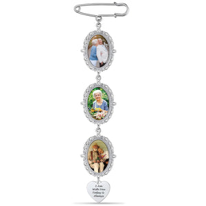 Personalized Wedding Bouquet Picture Charms Brooch Pins