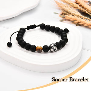 Soccer Football Basketball Baseball Tiger Eye Stone Bracelet Gifts for Sports Lover