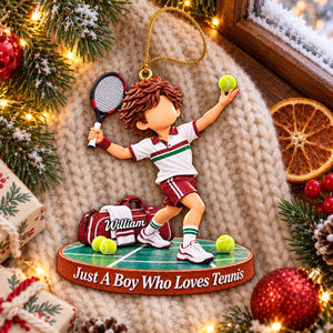 Tennis Gift - Just A Boy Who Loves Tennis Personalized Christmas Ornament