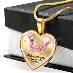 Mother And Daughter A Bond That Can’t Be Broken - Personalized Heart Necklace