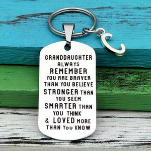 To My Grandson Granddaughter Personalized Gift Lettering Keychain