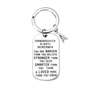 To My Grandson Granddaughter Personalized Gift Lettering Keychain