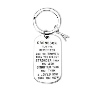 To My Grandson Granddaughter Personalized Gift Lettering Keychain