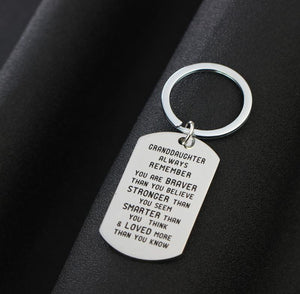 To My Grandson Granddaughter Personalized Gift Lettering Keychain