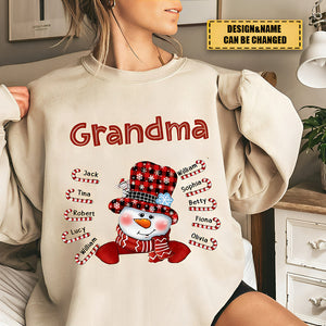 Personalized Grandma Snowman Heart Sweatshirt