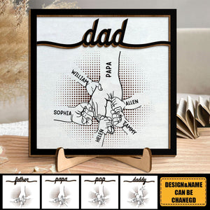 Personalized Dad Hand Bumps - Wooden Plaque