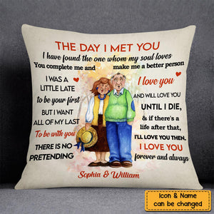 Personalized Old Couple The Day I Met You Pillow