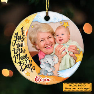 Personalized Grandchildren I Love You To The Moon Elephant Photo Circle Ornament