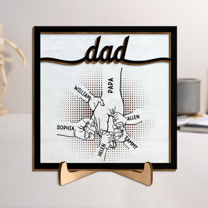Personalized Dad Hand Bumps - Wooden Plaque
