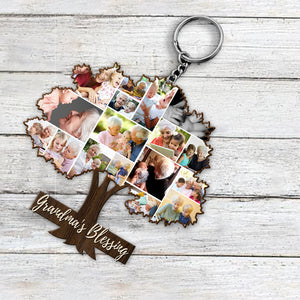 Personalized Mom/Grandma/Nana’s Blessing Photo Keychain