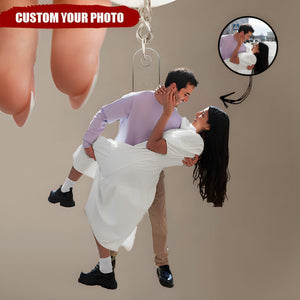 Custom Photo Couple Family - Personalized Acrylic Keychain - Gift For Couples