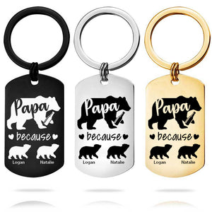 Custom Key Chain - Fathers Day Gift 2 Kids Names