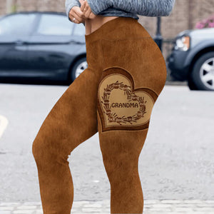 Personalized Grandma Mom Heart Kids' Handprints Leggings