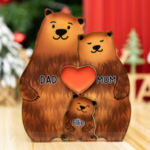 Personalized Bear Family Acrylic Art Puzzle Gift For Family