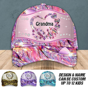 Personalized Grandma Kid Colorful Sparkling 3D Cap