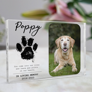 You Leave Paw Prints On Our Hearts Personalized Photo Acrylic Plaque