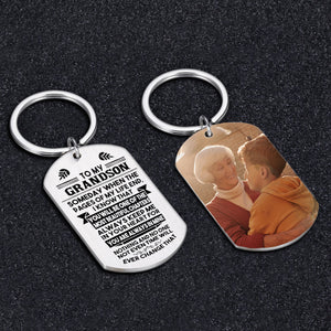 To My Grandson Custom Photo Key Chain