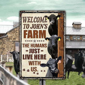 Black Angus Cattle Lovers Welcome To Our Farm Metal Sign
