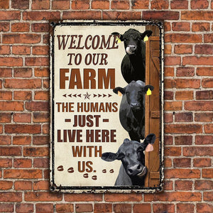 Black Angus Cattle Lovers Welcome To Our Farm Metal Sign