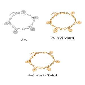 Heart Charm Bracelet Engraved Pendant- Personalized Name Bracelet