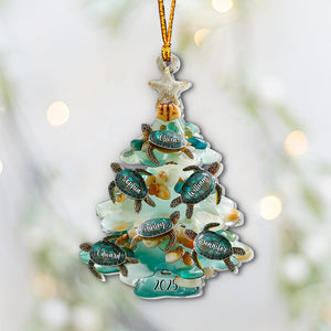 Merry Christmas - Personalized Sea Glass Family Ornament