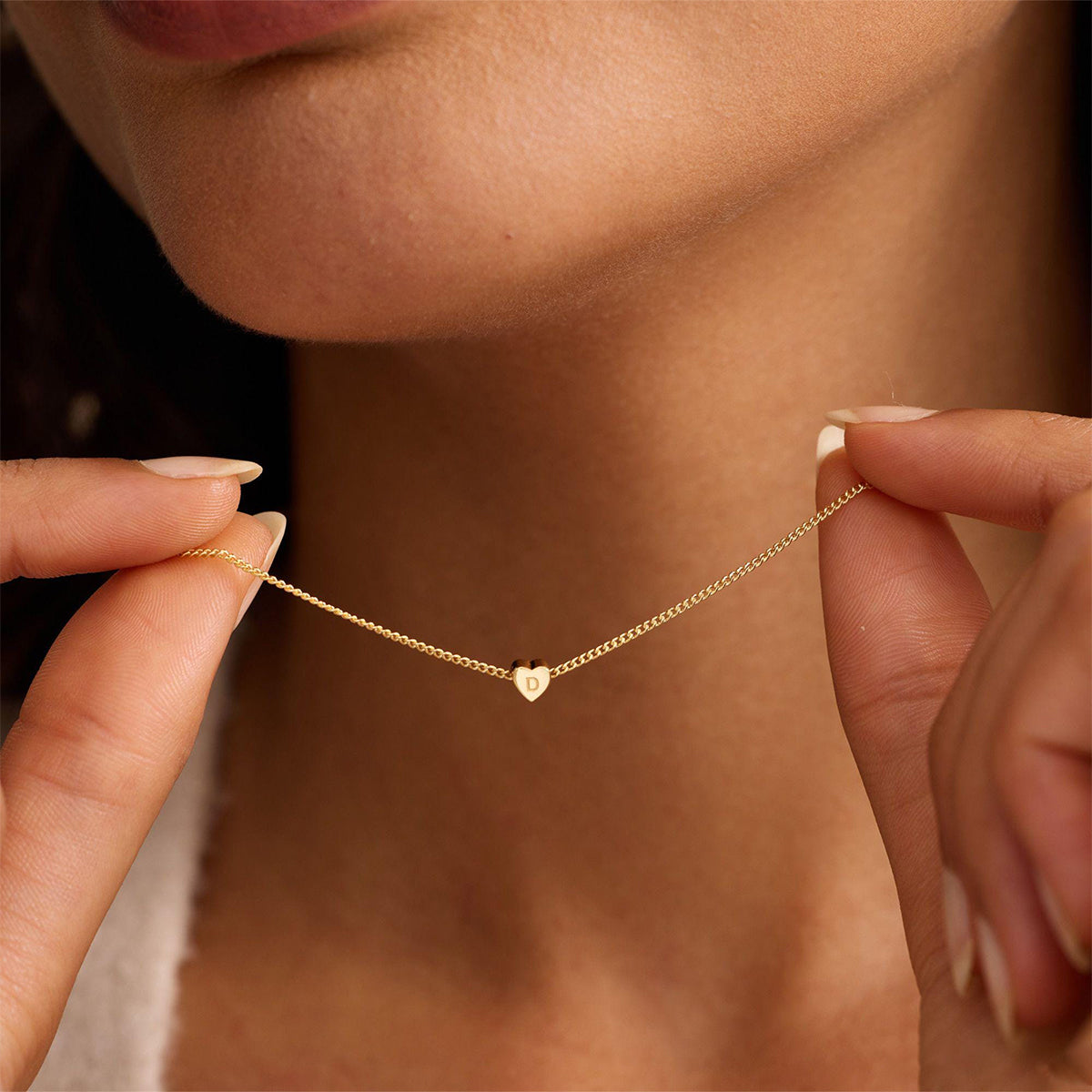 Personalized 3D Heart Charm Necklace, Minimalist Heart Pendent, Custom Initial Heart Necklace, Mother's Day Jewelry Gift for Her