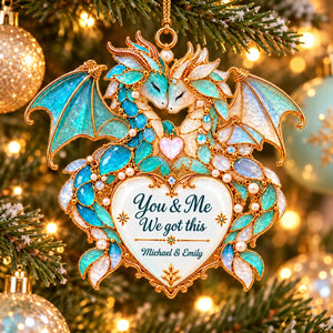 Personalized Dragon Custom Shape Sea Glass Effect Ornament,Christmas Gift for Couples
