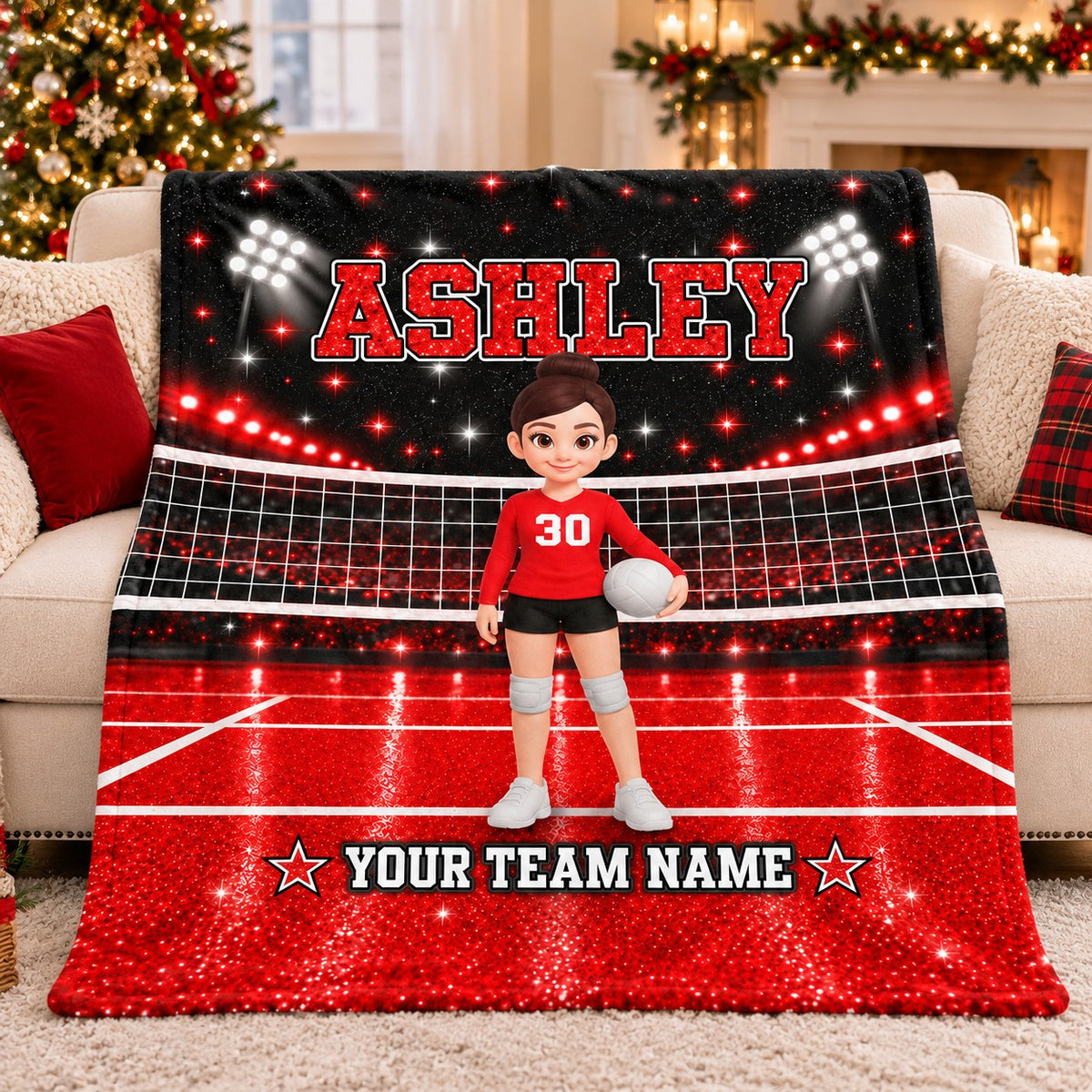 Volleyball Boy & Girl Personalized Fleece Blanket – Christmas Gift For Daughters, Granddaughters, Sons & Grandsons