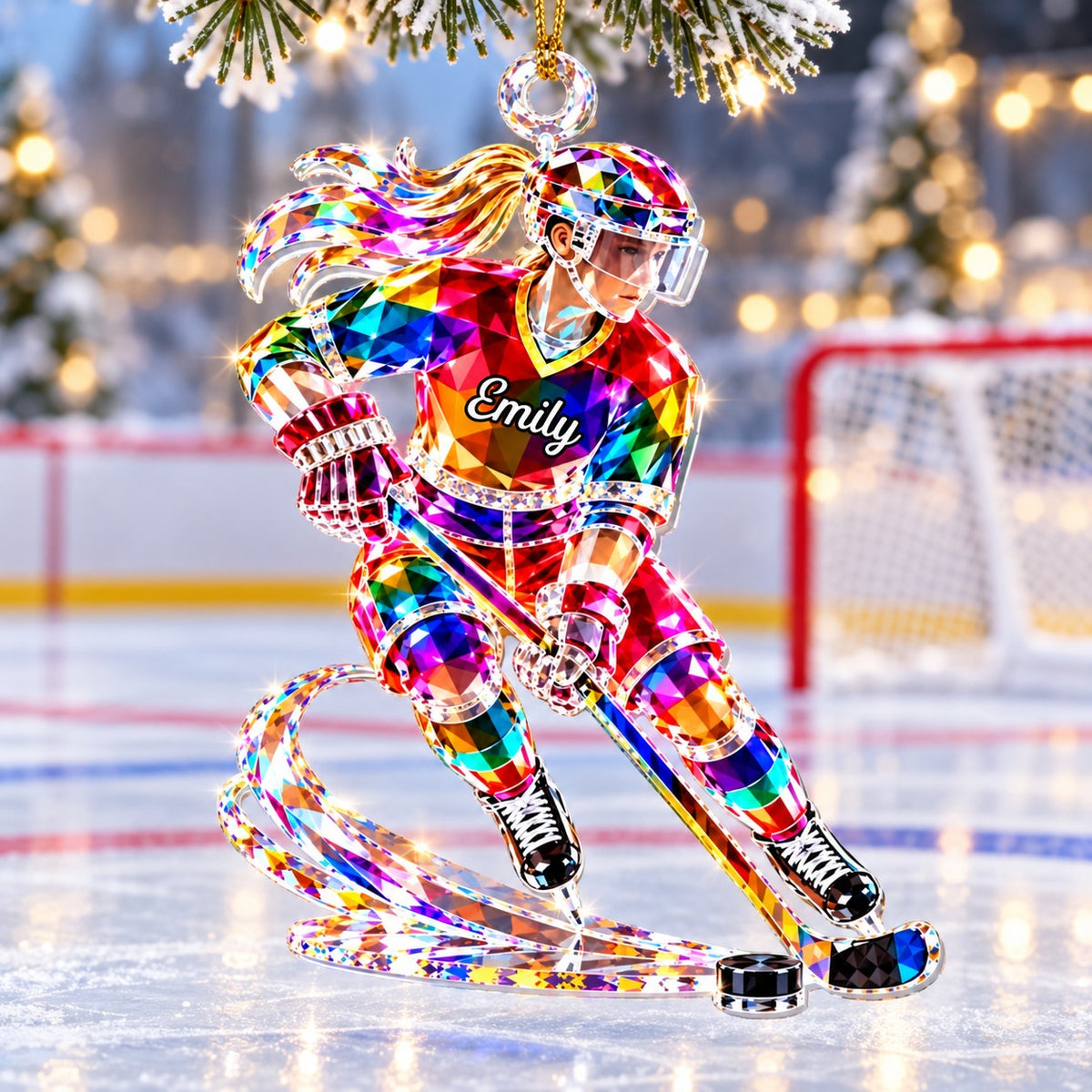 Personalized Hockey Player Acrylic Ornament,Christmas Gift For Hockey Lovers