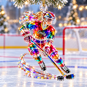 Personalized Hockey Player Acrylic Ornament,Christmas Gift For Hockey Lovers