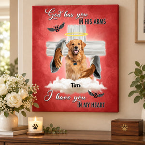 Memorial Gift - God has you in his arms, i have you in my heart Personalized Canvas