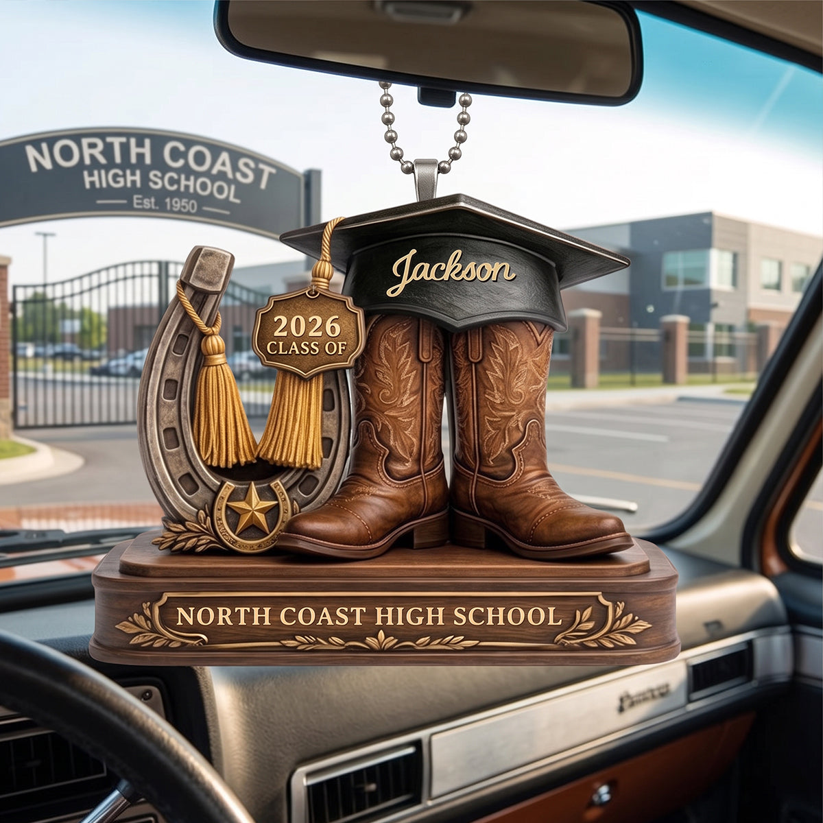 Custom Cowboy Boots Graduation Hanging Ornament – Class Of 2026 Keepsake For Seniors