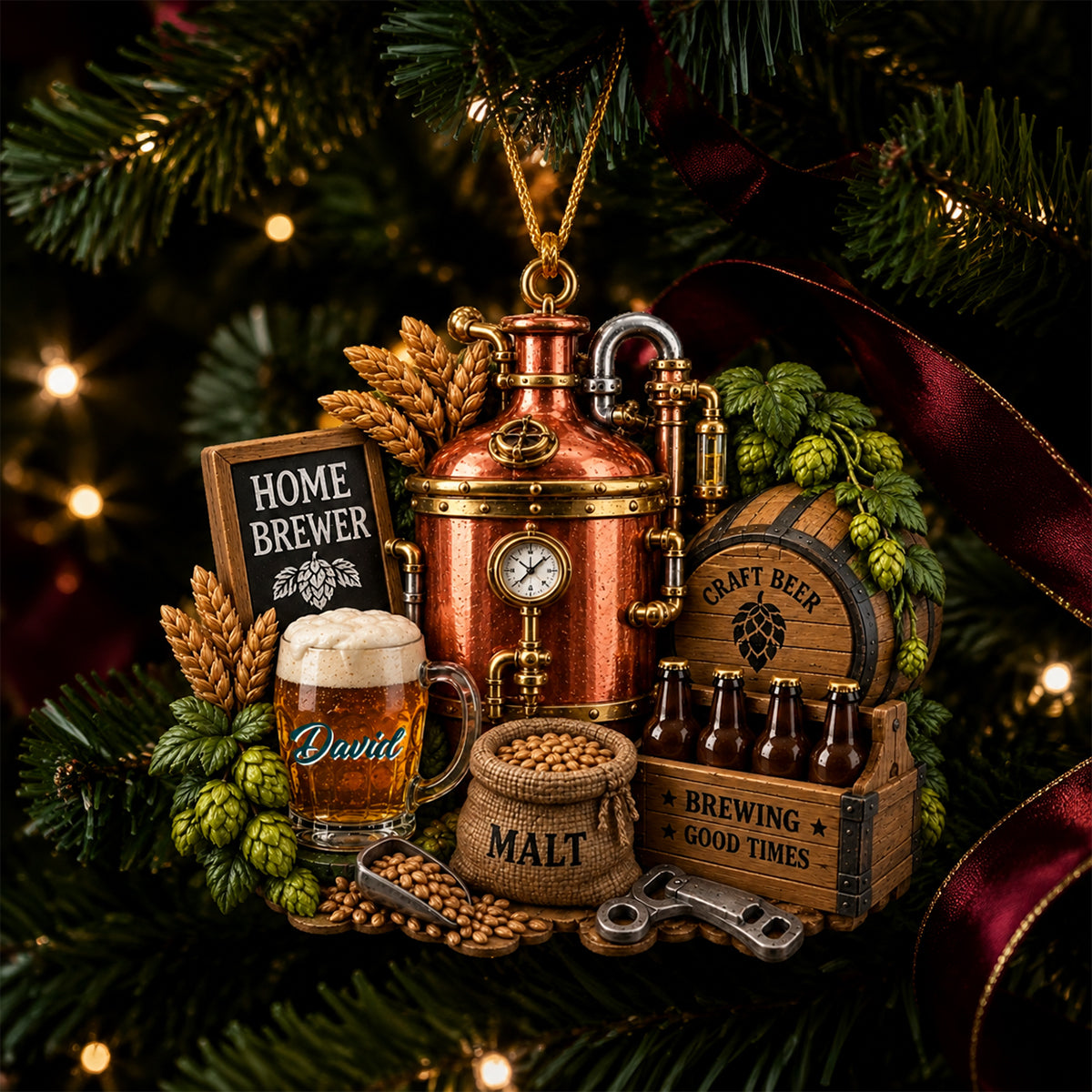 Personalized Beer Christmas Ornament Gift for Home Brewer