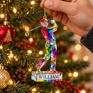 Personalized Golf Themed Crystal Ornaments - Christmas Gift for Golf Lovers