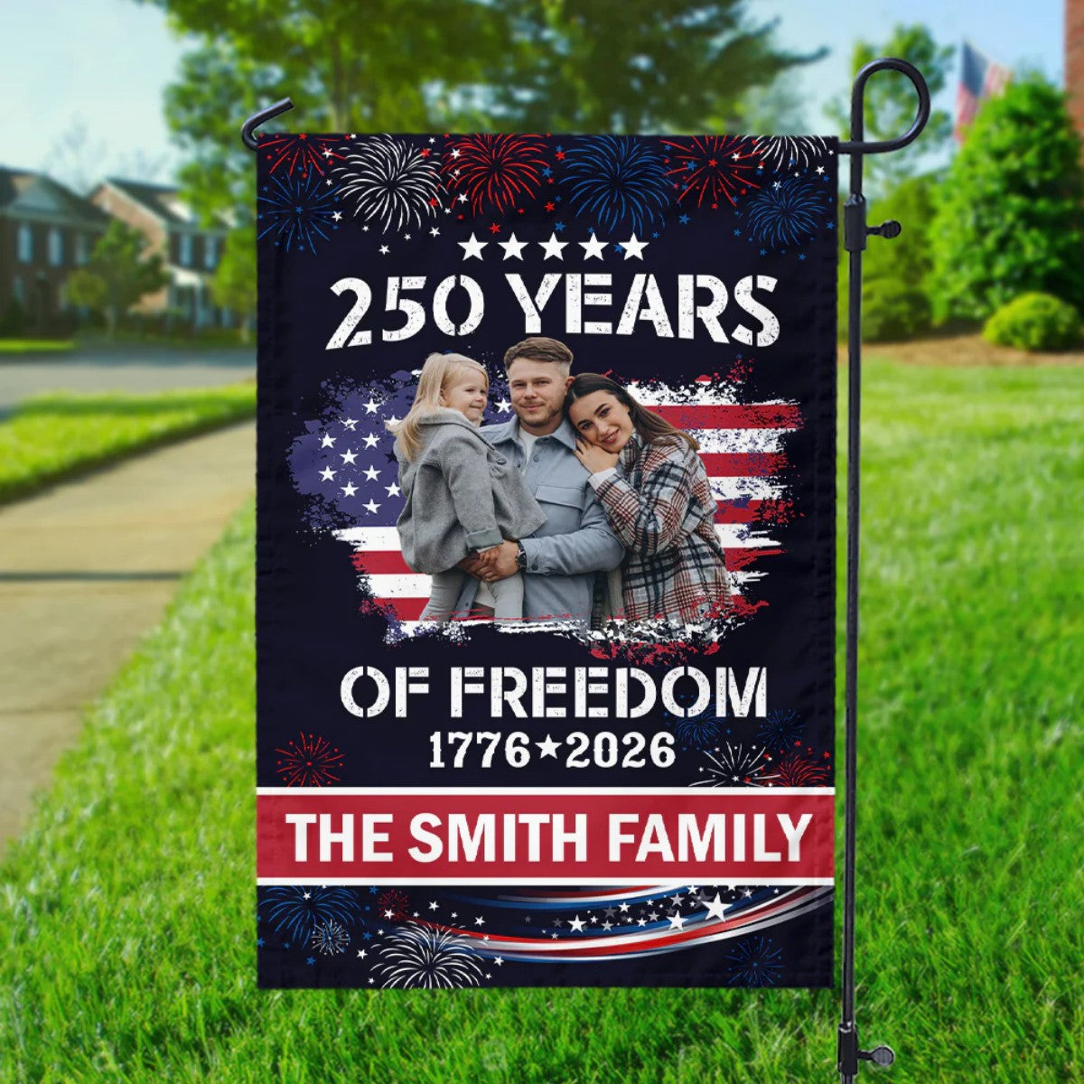 Family Photo Celebrate 250 Years of America Garden Flag