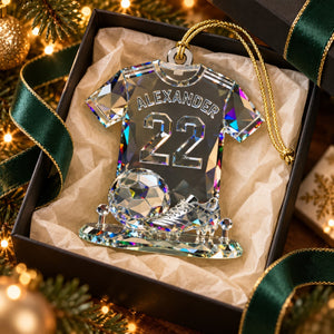 Soccer Theme Stained Glass Crystal Effect Acrylic Ornament, Soccer Player Gift, Soccer Ornaments