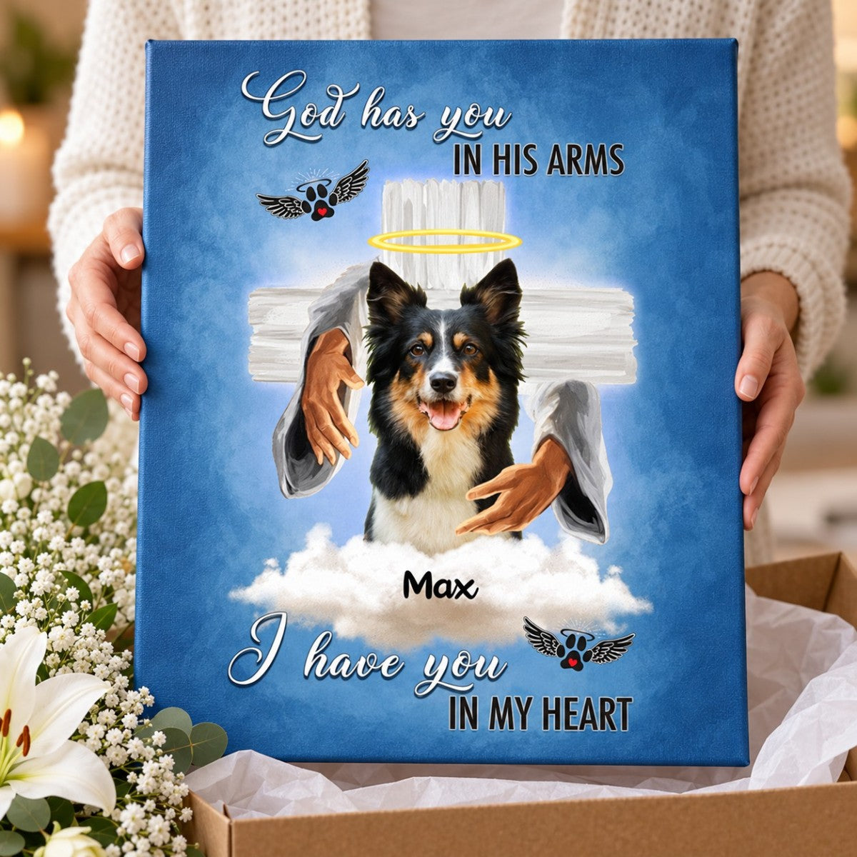 Memorial Gift - God has you in his arms, i have you in my heart Personalized Canvas