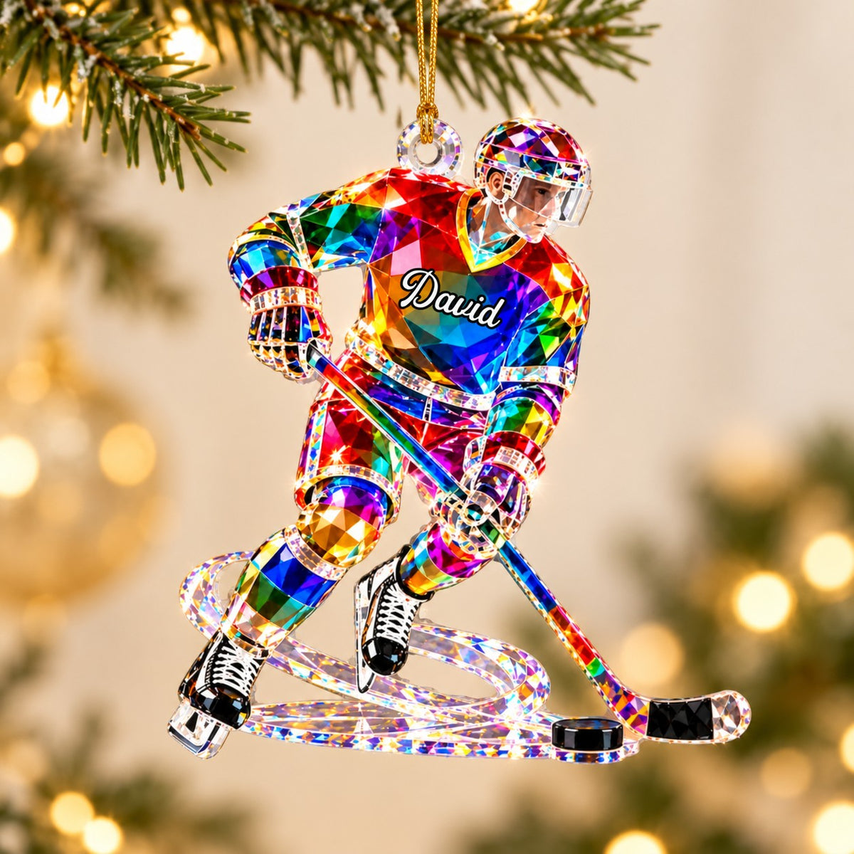 Personalized Hockey Player Acrylic Ornament,Christmas Gift For Hockey Lovers