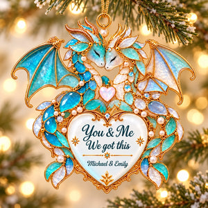 Personalized Dragon Custom Shape Sea Glass Effect Ornament,Christmas Gift for Couples