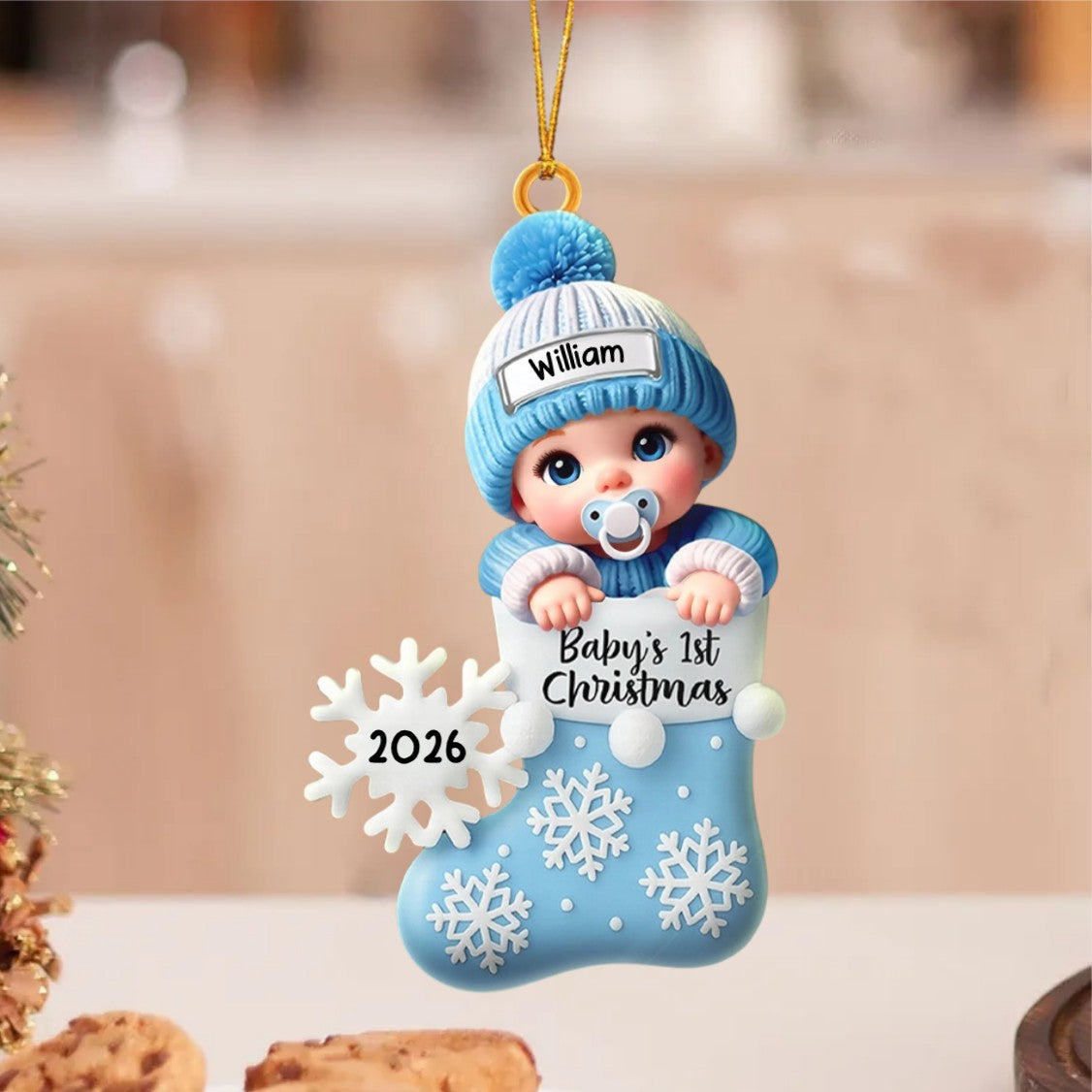 Baby In Christmas Stocking – Baby's 1st Christmas Personalized Ornament